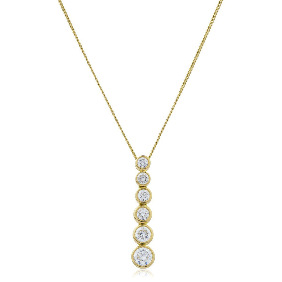 Diamond Drop Pendant Necklace 0.65ct F VS Quality in 18k Yellow Gold - David Ashley