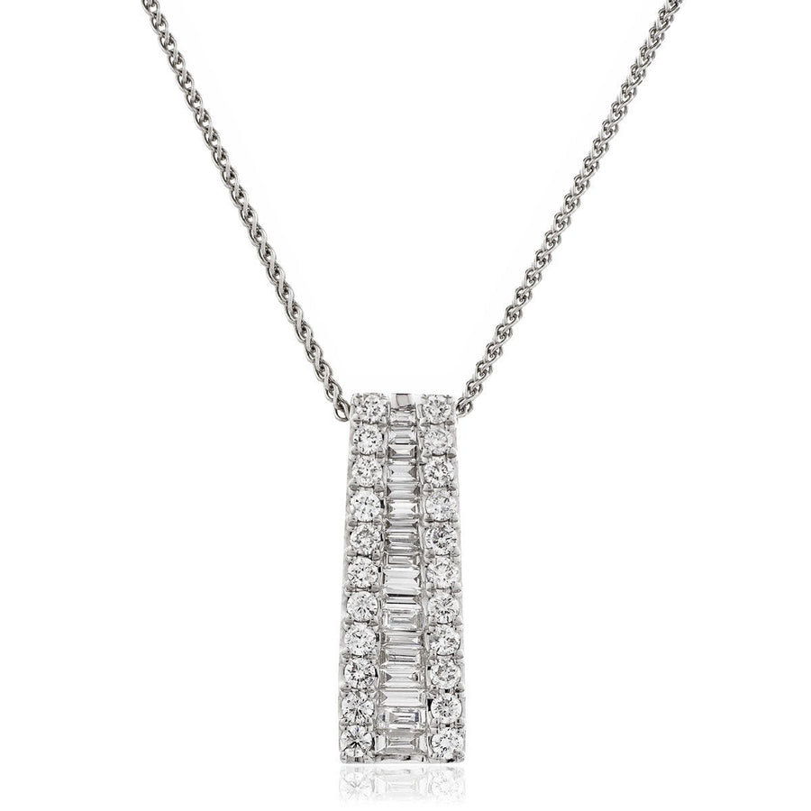 Diamond Drop Pendant Necklace 0.75ct F VS Quality in 18k White Gold - David Ashley