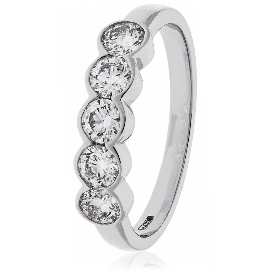 Diamond Eternity 5 Stone Ring 0.75ct F-VS Quality in 18k White Gold - David Ashley