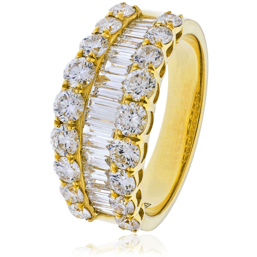 Diamond Fancy Dress Ring 9.5mm 2.20ct F-VS Quality in 18k Yellow Gold - David Ashley