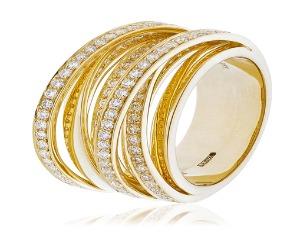 Diamond Fancy Pave Ring 11.0mm 1.50ct F-VS Quality in 18k Yellow Gold - David Ashley