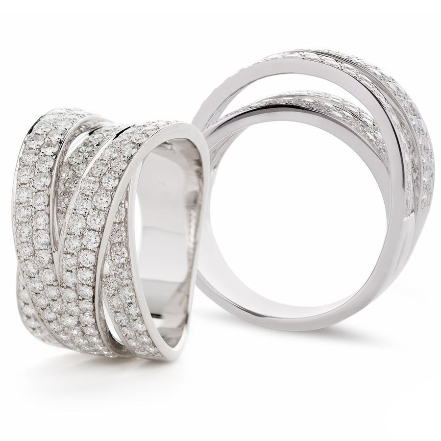 Diamond Fancy Pave Ring 12.3mm 2.00ct F-VS Quality in 18k White Gold - David Ashley