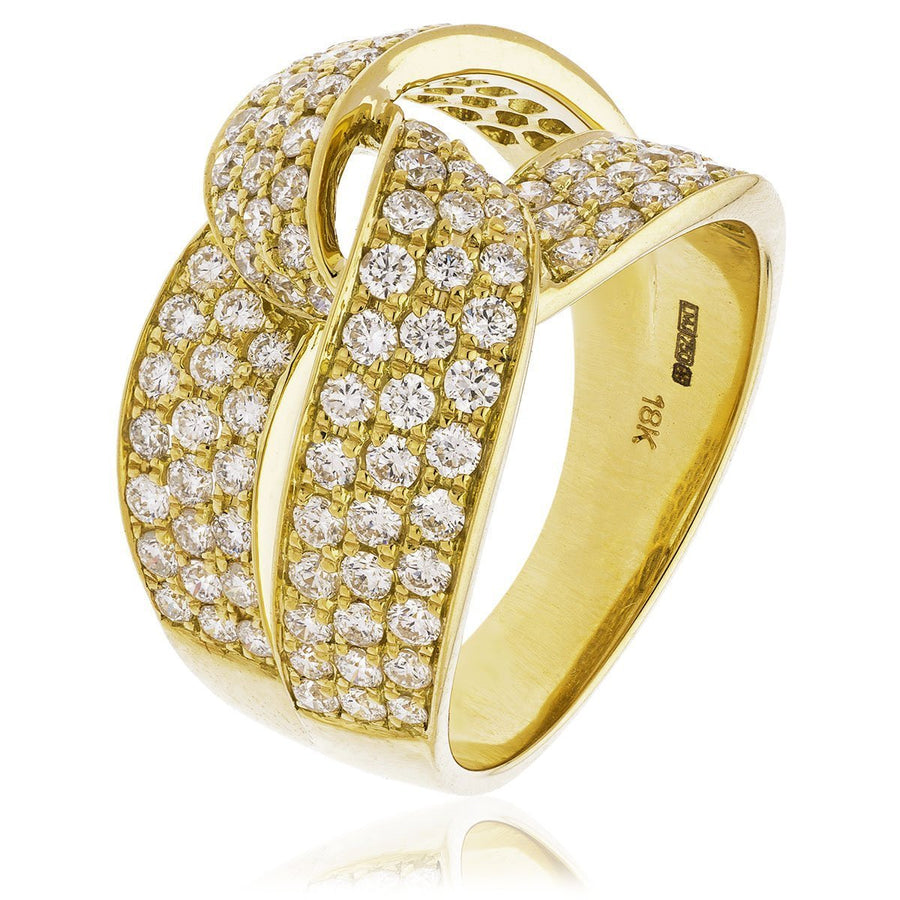 Diamond Fancy Pave Ring 13.5mm 1.70ct F-VS Quality in 18k Yellow Gold - David Ashley