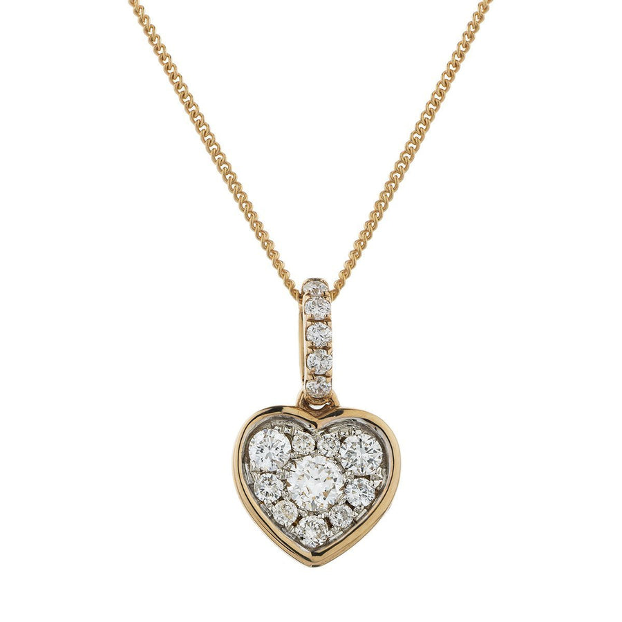Diamond Heart Pendant Necklace 0.25ct F VS Quality in 18k Rose Gold - David Ashley