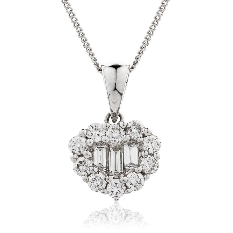 Diamond Heart Pendant Necklace 0.35ct F VS Quality in 18k White Gold - David Ashley