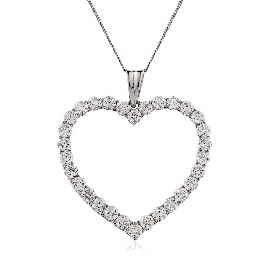 Diamond Heart Pendant Necklace 0.50ct F VS Quality in 18k White Gold - David Ashley