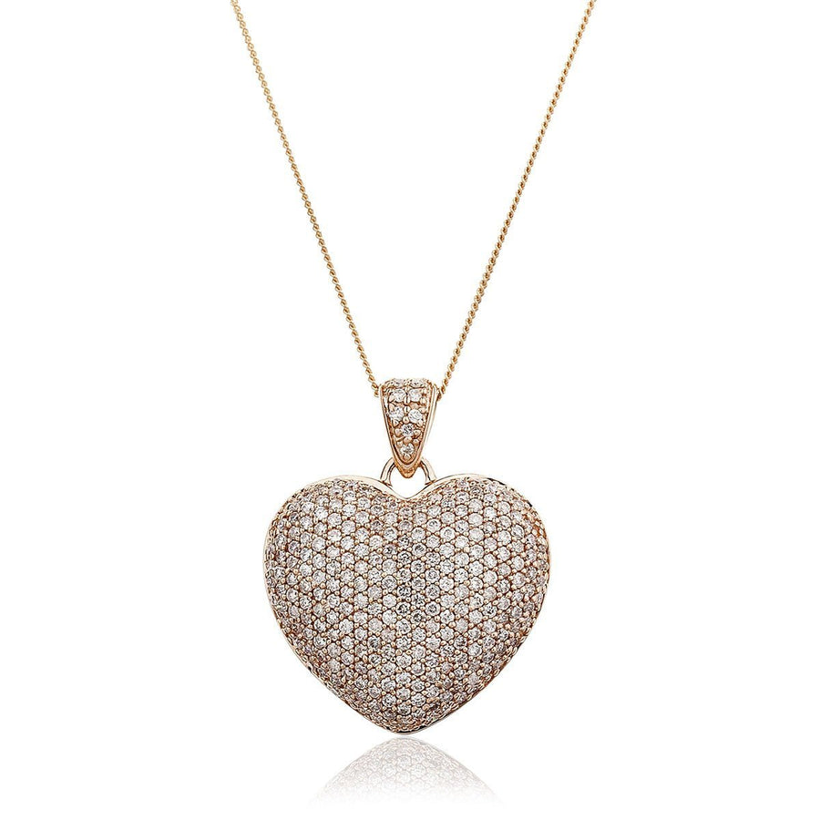 Diamond Heart Pendant Necklace 1.00ct G SI Quality in 9k Rose Gold - David Ashley