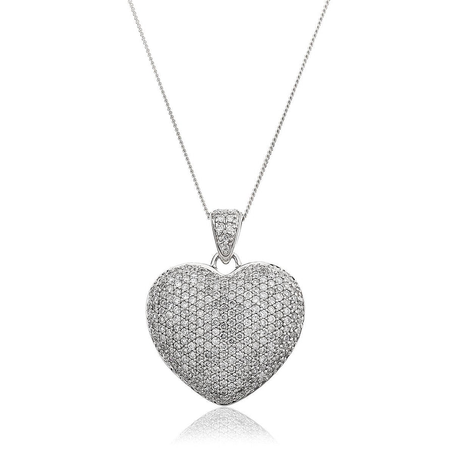 Diamond Heart Pendant Necklace 1.00ct G SI Quality in 9k White Gold - David Ashley