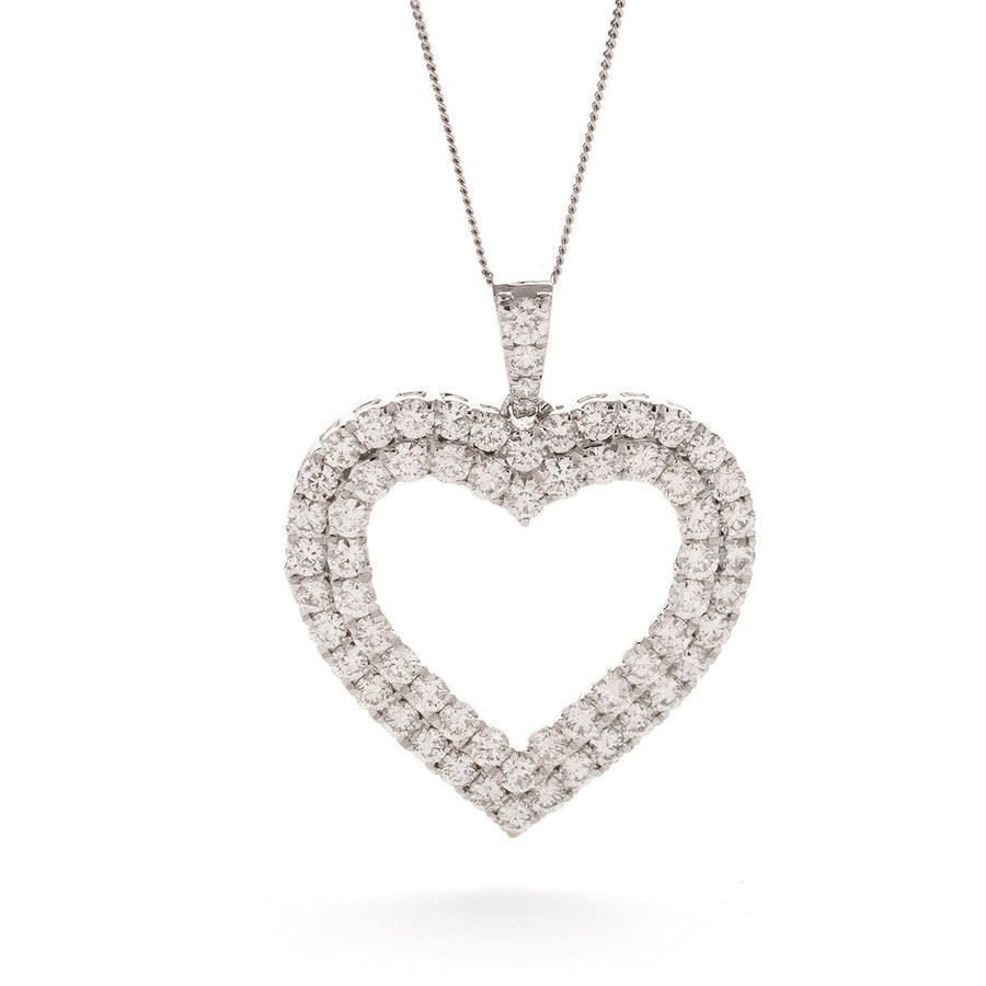 Diamond Heart Pendant Necklace 1.25ct F VS Quality in 18k White Gold - David Ashley