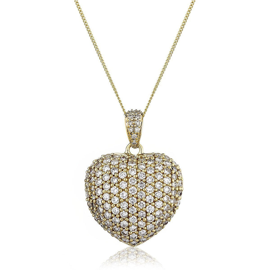 Diamond Heart Pendant Necklace 1.45ct F VS Quality in 18k Yellow Gold - David Ashley