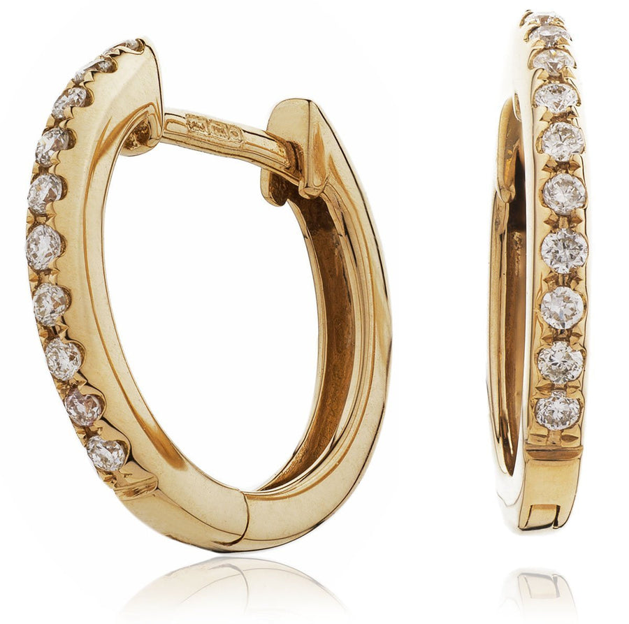 Diamond Hoop Earrings 0.10ct F VS Quality in 18k Rose Gold - David Ashley