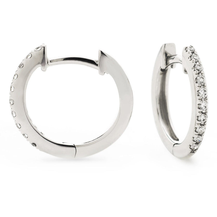 Diamond Hoop Earrings 0.10ct F VS Quality in 18k White Gold - David Ashley