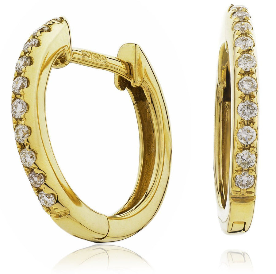 Diamond Hoop Earrings 0.10ct F VS Quality in 18k Yellow Gold - David Ashley
