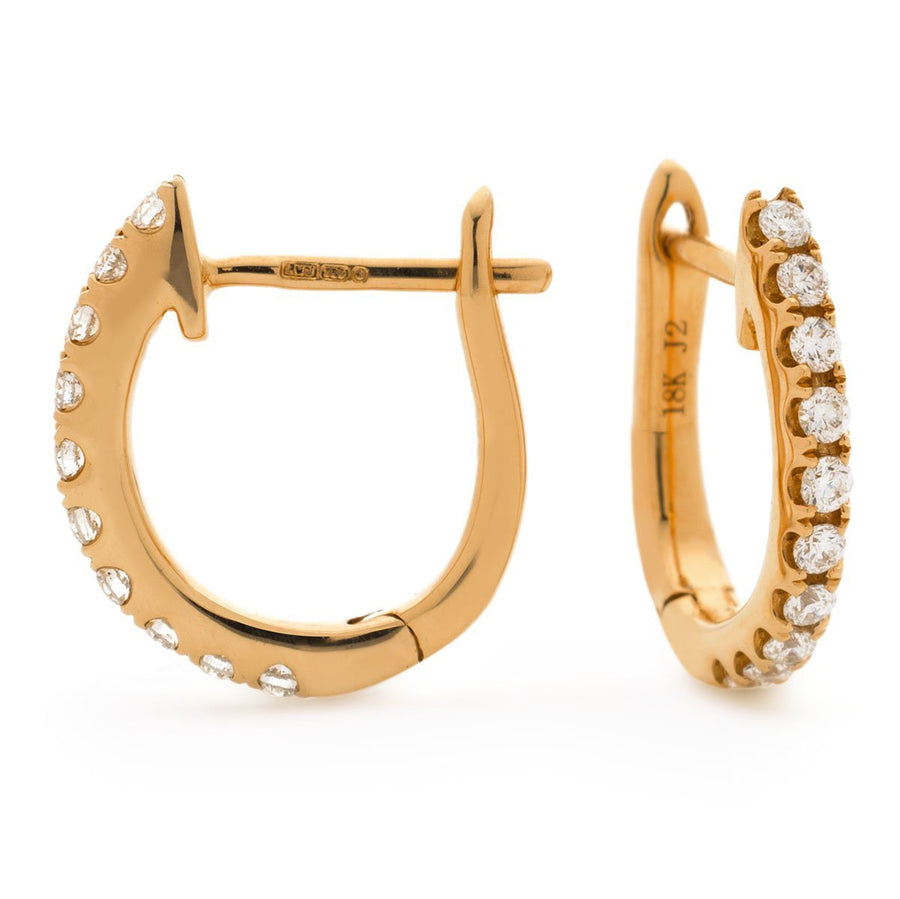 Diamond Hoop Earrings 0.15ct F VS Quality in 18k Rose Gold - David Ashley