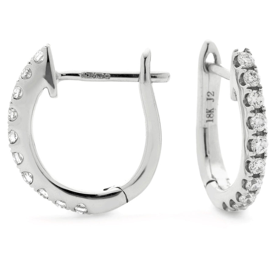 Diamond Hoop Earrings 0.15ct F VS Quality in 18k White Gold - David Ashley
