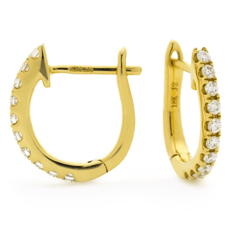 Diamond Hoop Earrings 0.15ct F VS Quality in 18k Yellow Gold - David Ashley