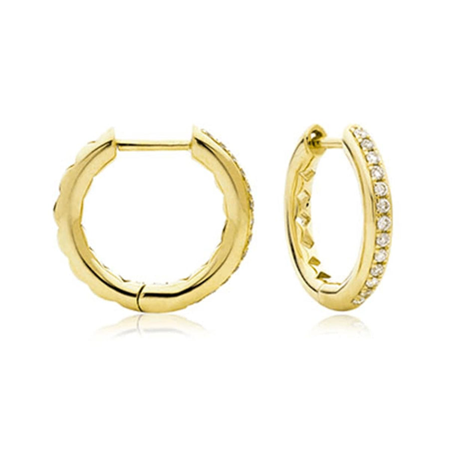 Diamond Hoop Earrings 0.17ct G SI Quality in 9k Yellow Gold - David Ashley