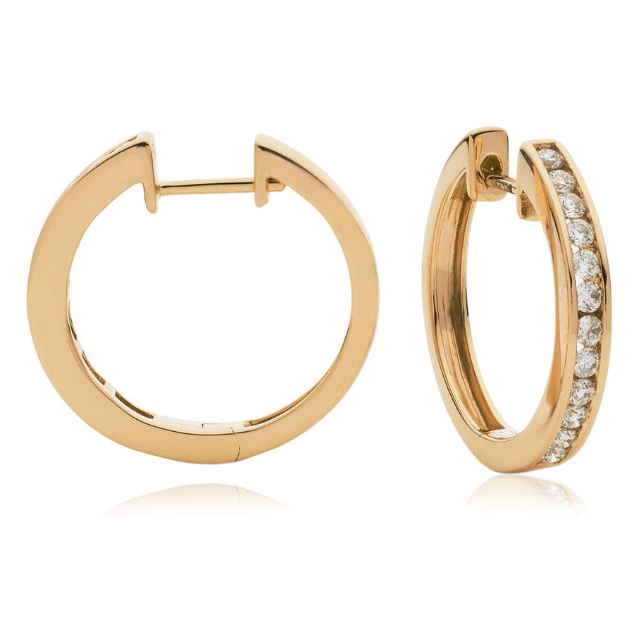 Diamond Hoop Earrings 0.35ct F VS Quality in 18k Rose Gold - David Ashley