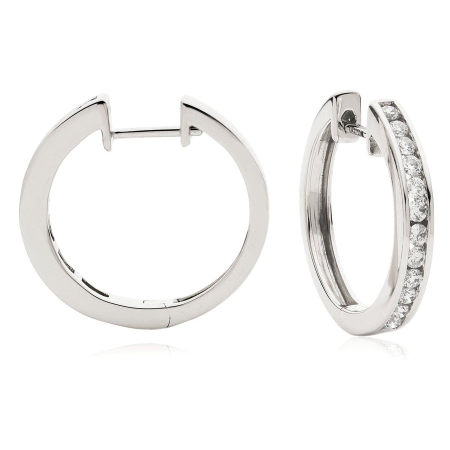 Diamond Hoop Earrings 0.35ct F VS Quality in 18k White Gold - David Ashley