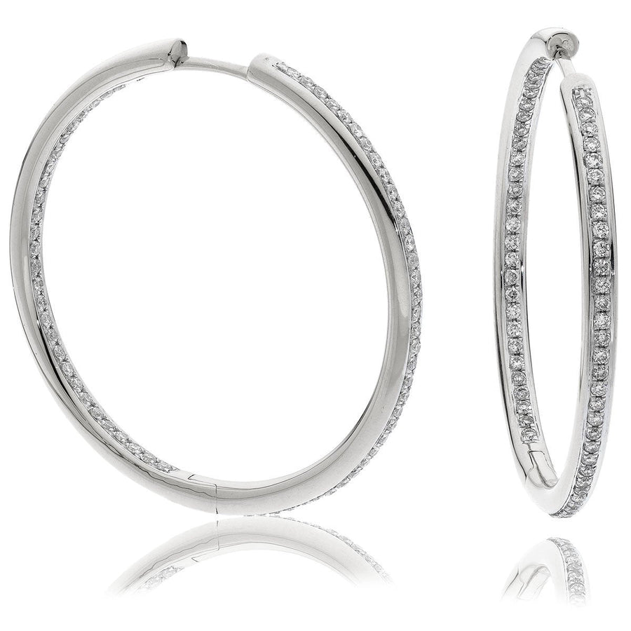 Diamond Hoop Earrings 0.75ct F VS Quality in 18k White Gold - David Ashley