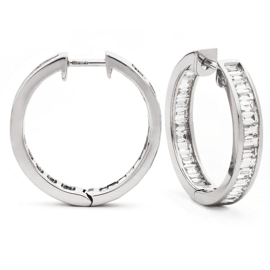 Diamond Hoop Earrings 1.00ct F VS Quality in 18k White Gold - David Ashley