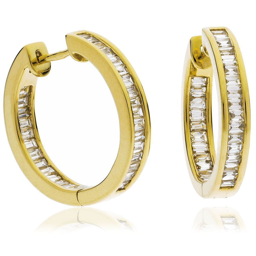 Diamond Hoop Earrings 1.00ct F VS Quality in 18k Yellow Gold - David Ashley