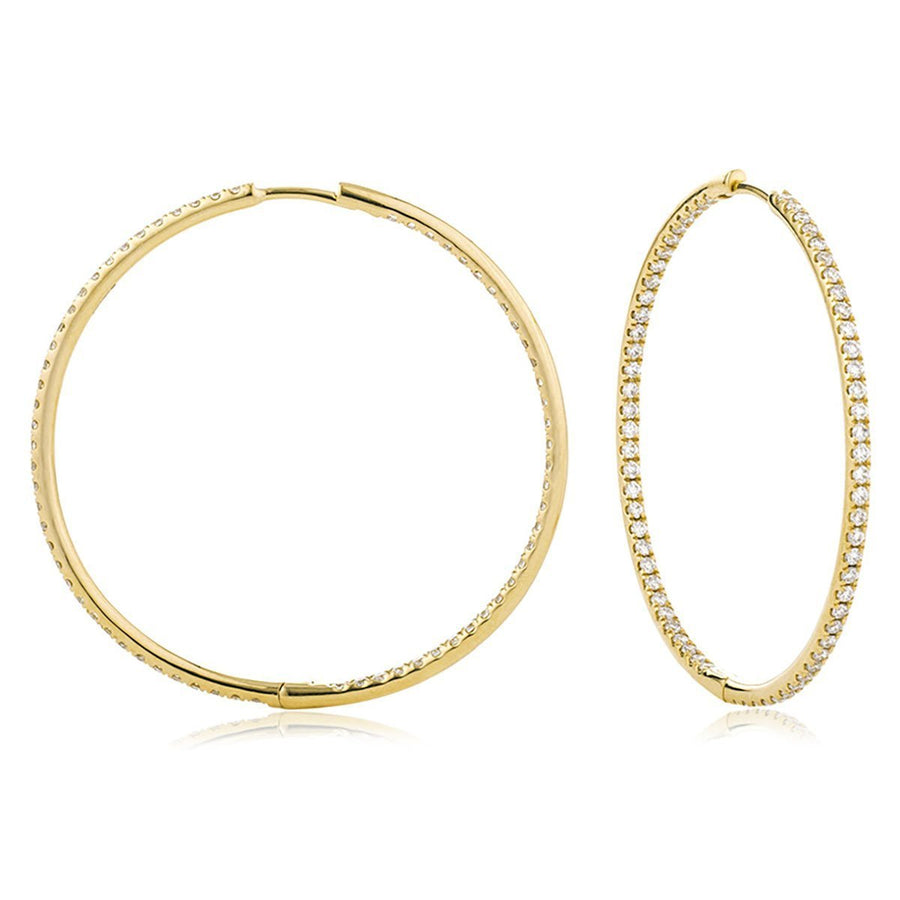 Diamond Hoop Earrings 1.35ct F VS Quality in 18k Yellow Gold - David Ashley