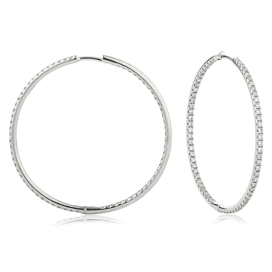 Diamond Hoop Earrings 1.55ct F VS Quality in 18k White Gold - David Ashley