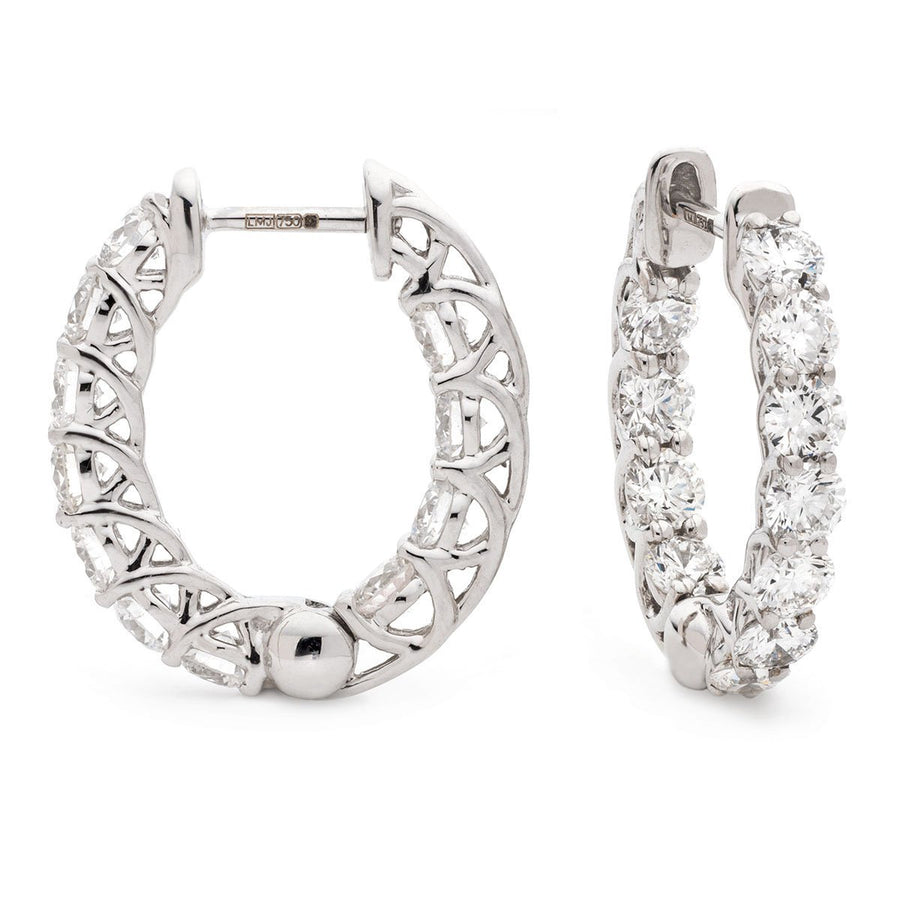 Diamond Hoop Earrings 2.20ct F VS Quality in 18k White Gold - David Ashley