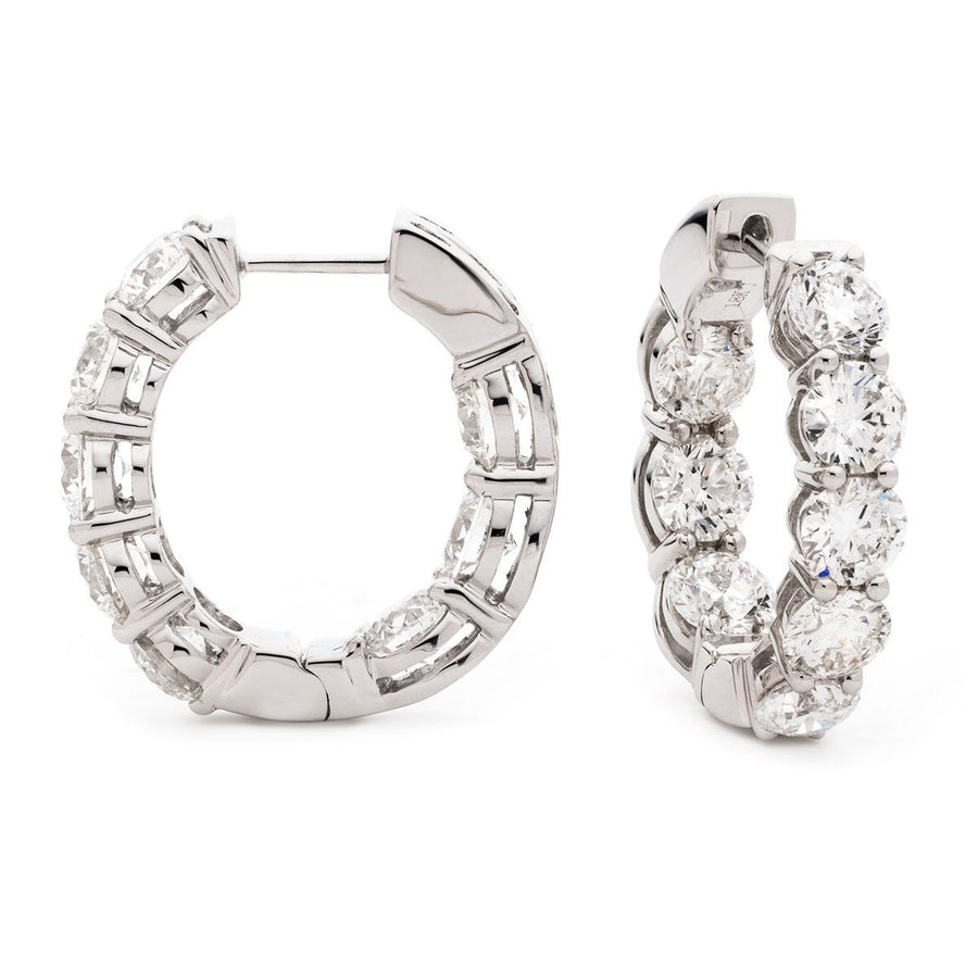 Diamond Hoop Earrings 3.80ct F VS Quality in 18k White Gold - David Ashley