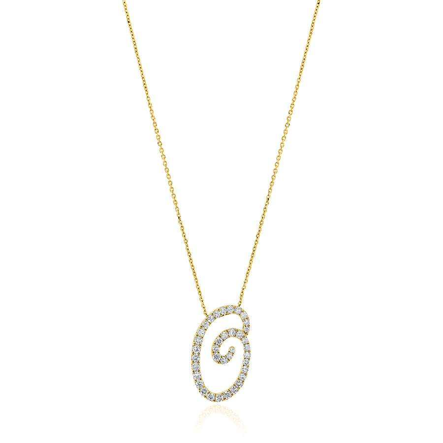 Diamond Initial O Necklace 0.49ct G SI Quality in 9k Yellow Gold - David Ashley