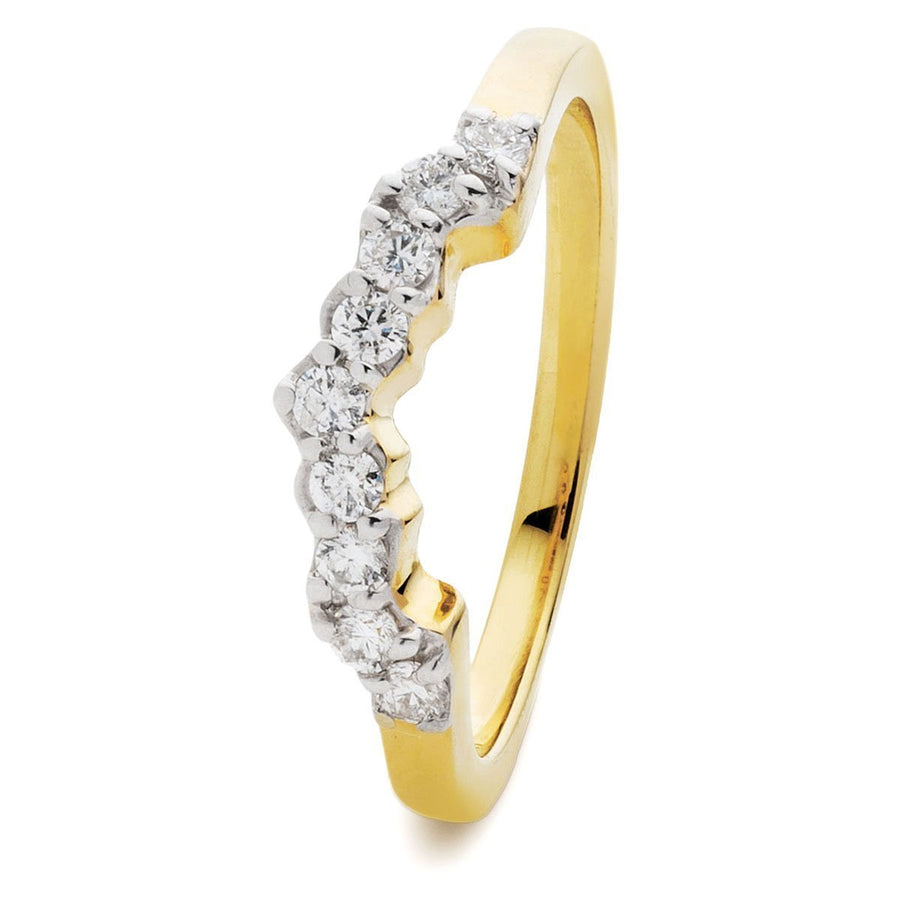 Diamond Matching Wishbone Boat Ring 0.25ct F-VS Quality 18k Gold - David Ashley
