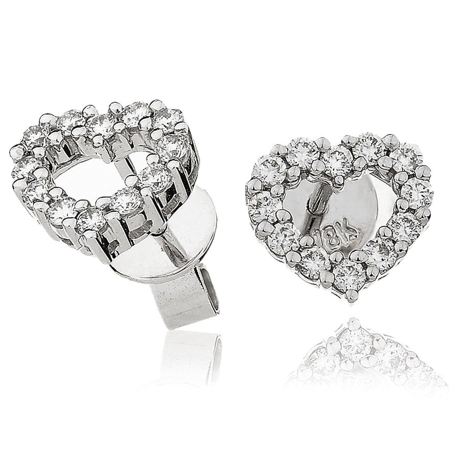 Diamond Open Heart Earrings 0.33ct F VS Quality in 18k White Gold - David Ashley