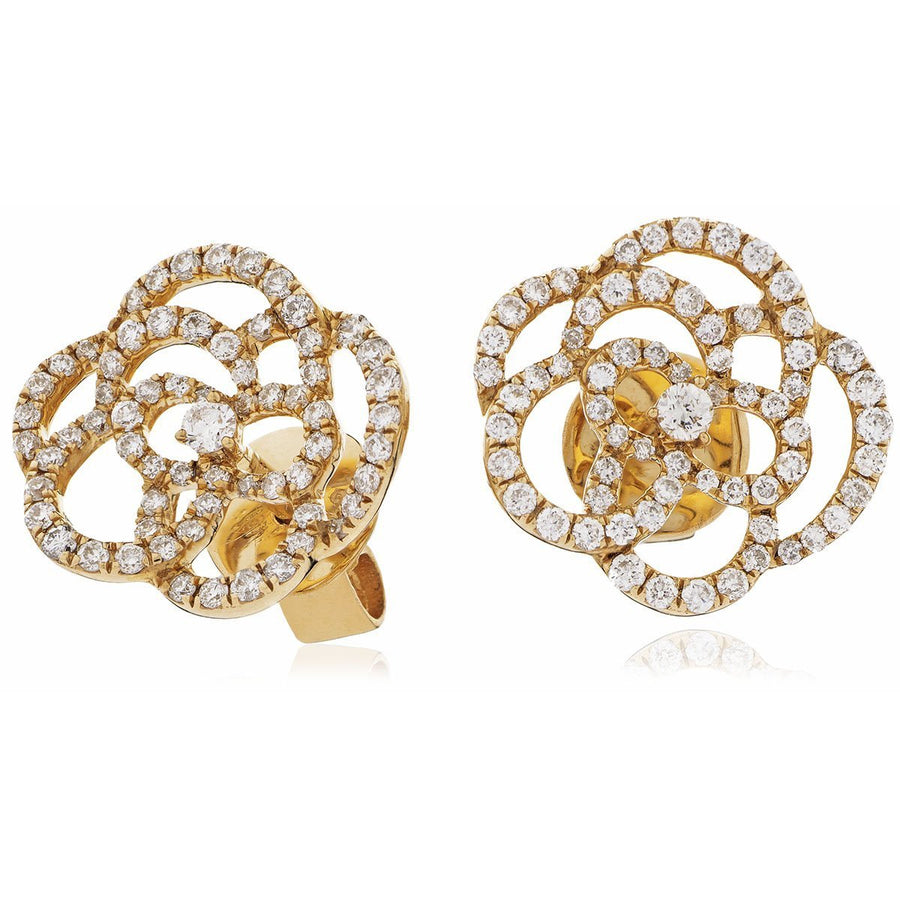 Diamond Rose Cluster Earrings 0.70ct F VS Quality in 18k Rose Gold - David Ashley