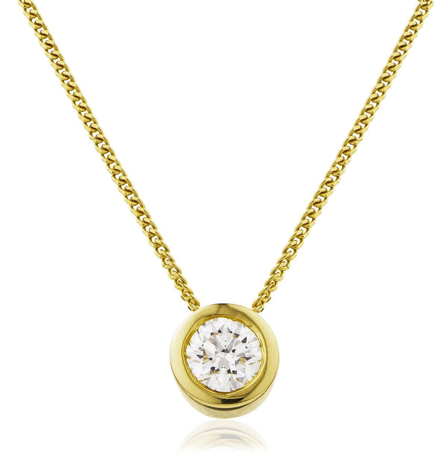 Diamond Solitaire Necklace 0.20ct F VS Quality in 18k Yellow Gold - David Ashley