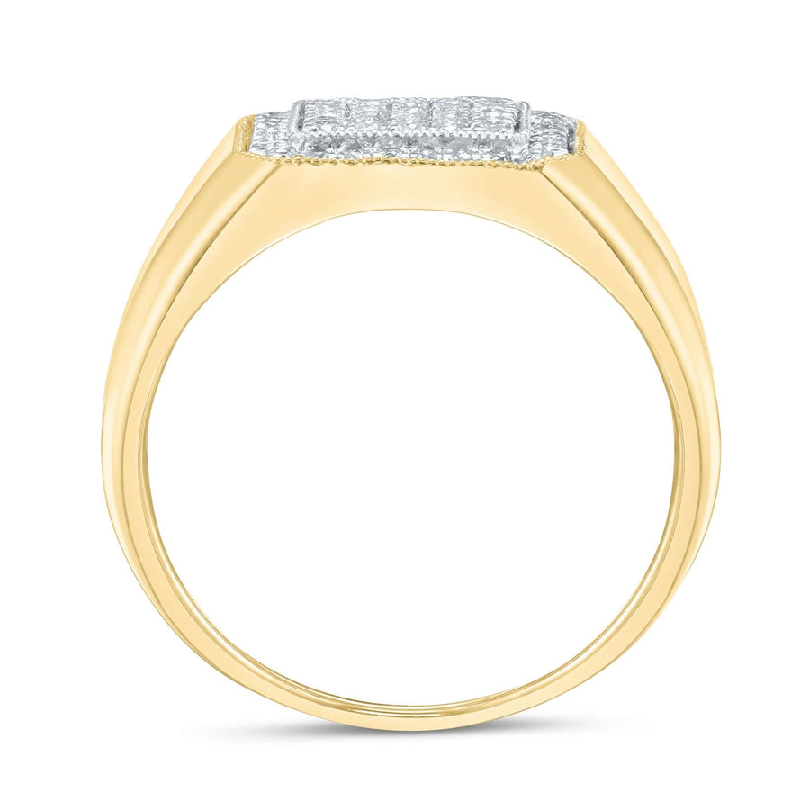 Diamond Square Signet Ring 0.58ct G-SI Quality set in 9ct Yellow Gold - David Ashley