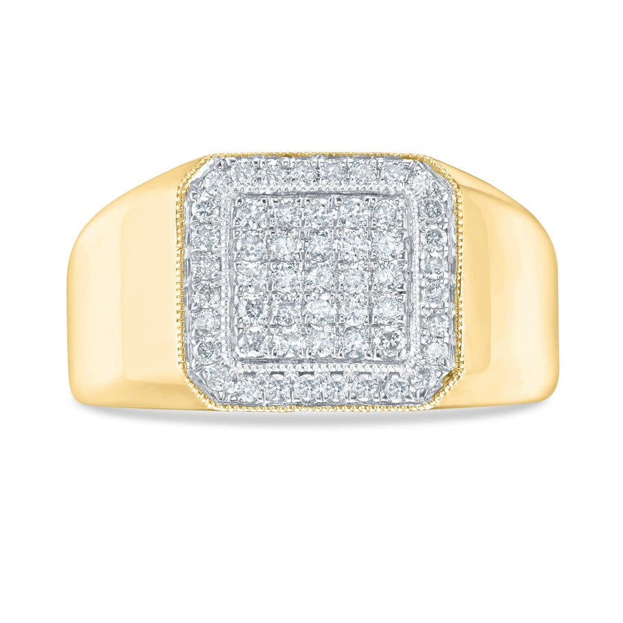 Diamond Square Signet Ring 0.58ct G-SI Quality set in 9ct Yellow Gold - David Ashley