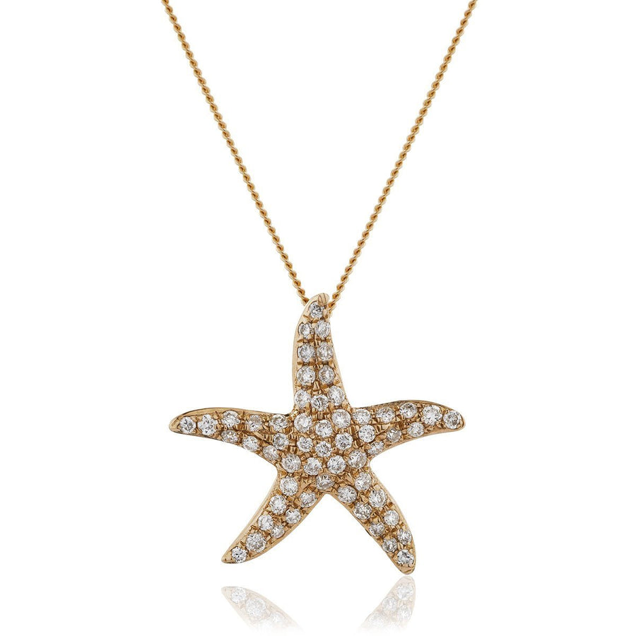Diamond Star Fish Necklace 0.25ct F VS Quality in 18k Rose Gold - David Ashley