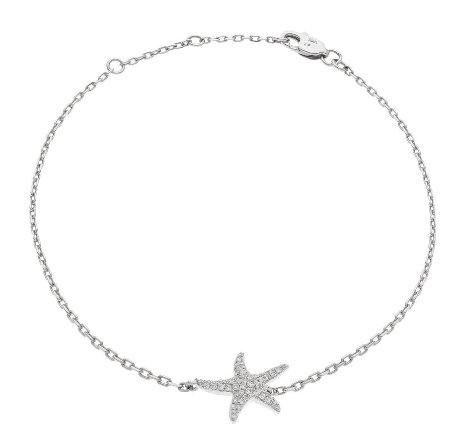 Diamond Starfish Bracelet 0.25ct F VS Quality in 18k White Gold - David Ashley