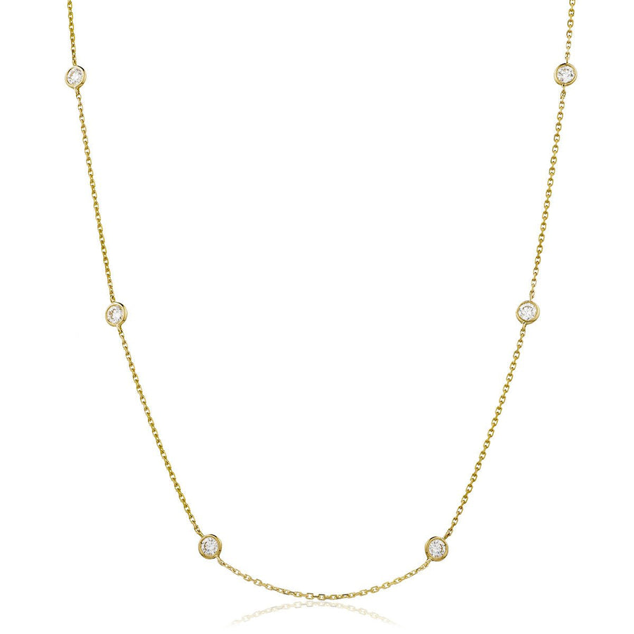 Diamond Yard Necklace 16 Inch 0.64ct F-VS Quality in 18k Yellow Gold - David Ashley