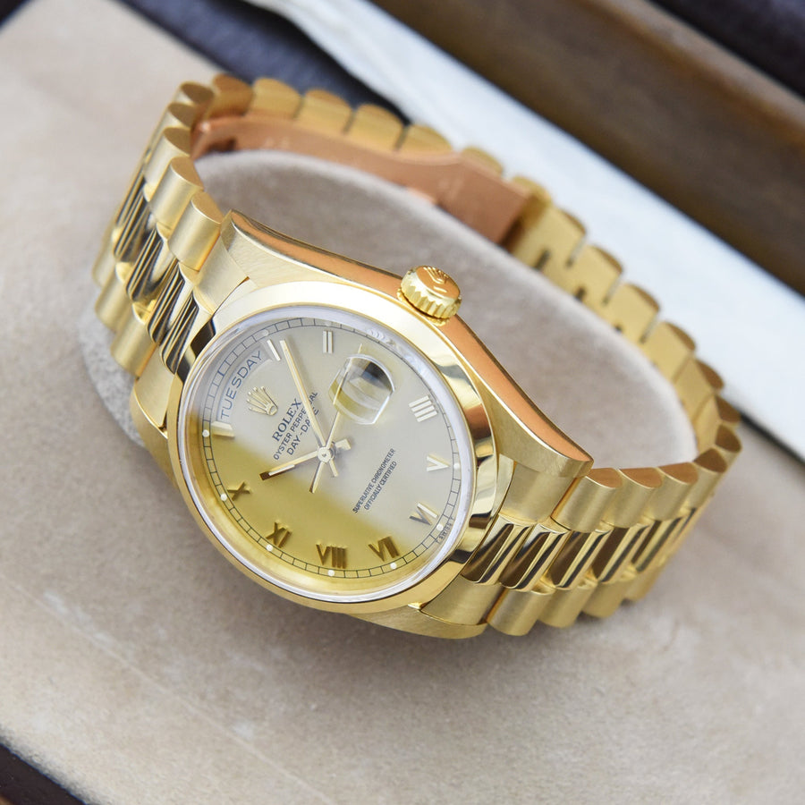 Rolex Day-Date Champagne Dial 18K Yellow Gold Ref: 18208 - David Ashley