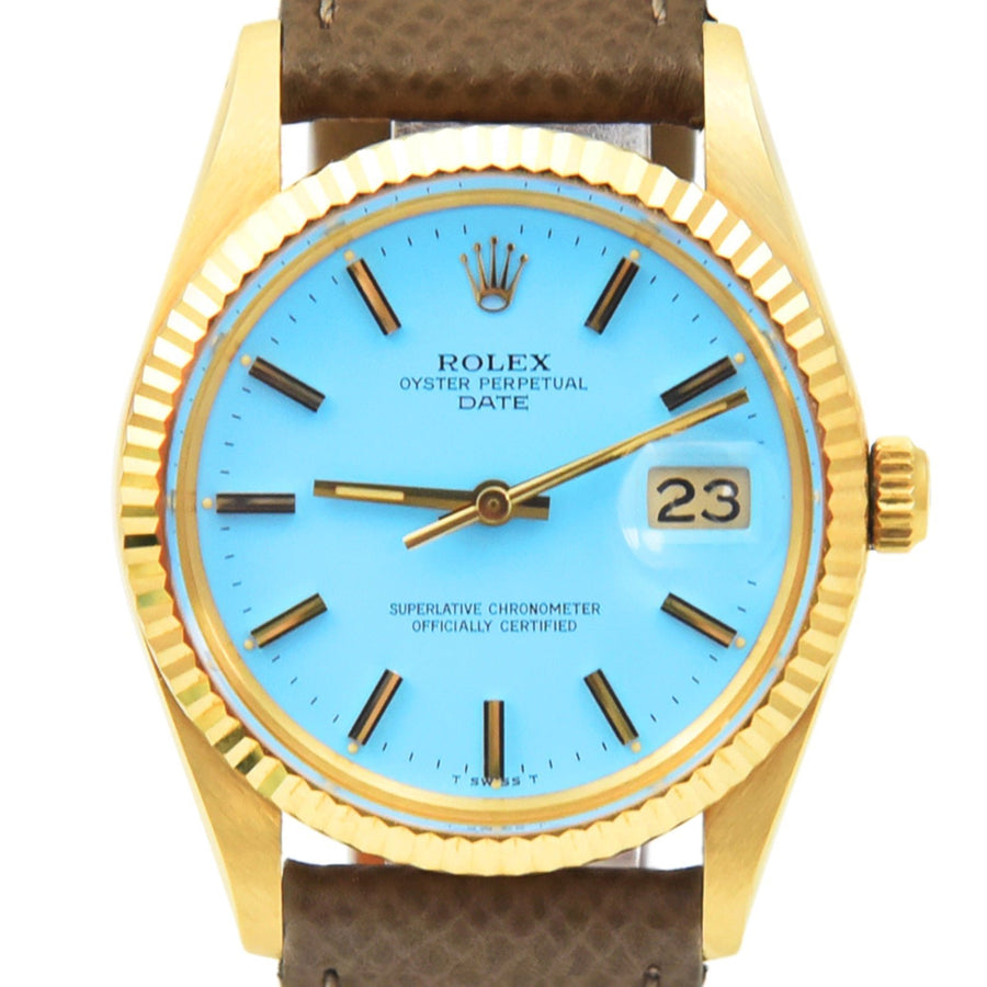 Rolex Oyster Perpetual Date Blue Dial Leather Ref: 50519 - David Ashley