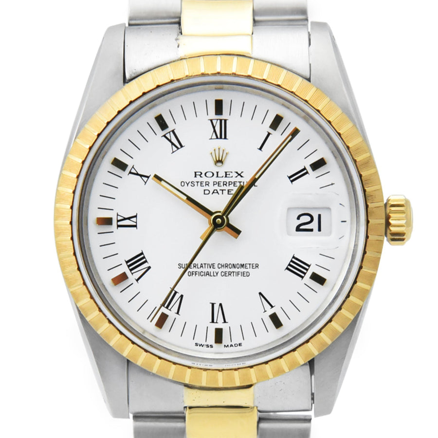 Rolex Oyster Perpetual White Dial Gold & Steel Ref: 15053 - David Ashley