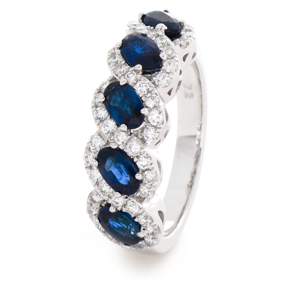 Sapphire & Diamond Fancy Ring 2.25ct F-VS Quality in 18k White Gold - David Ashley
