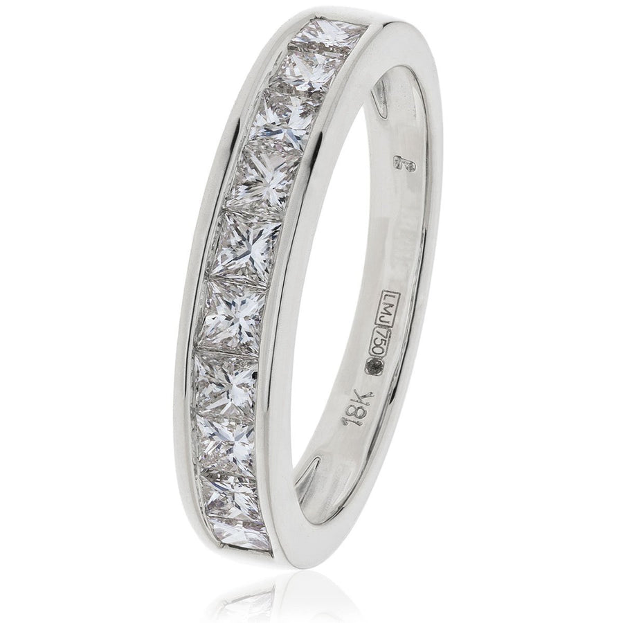 10 Stone Diamond Eternity Ring 1.00ct F-VS Quality in 18k White Gold - David Ashley
