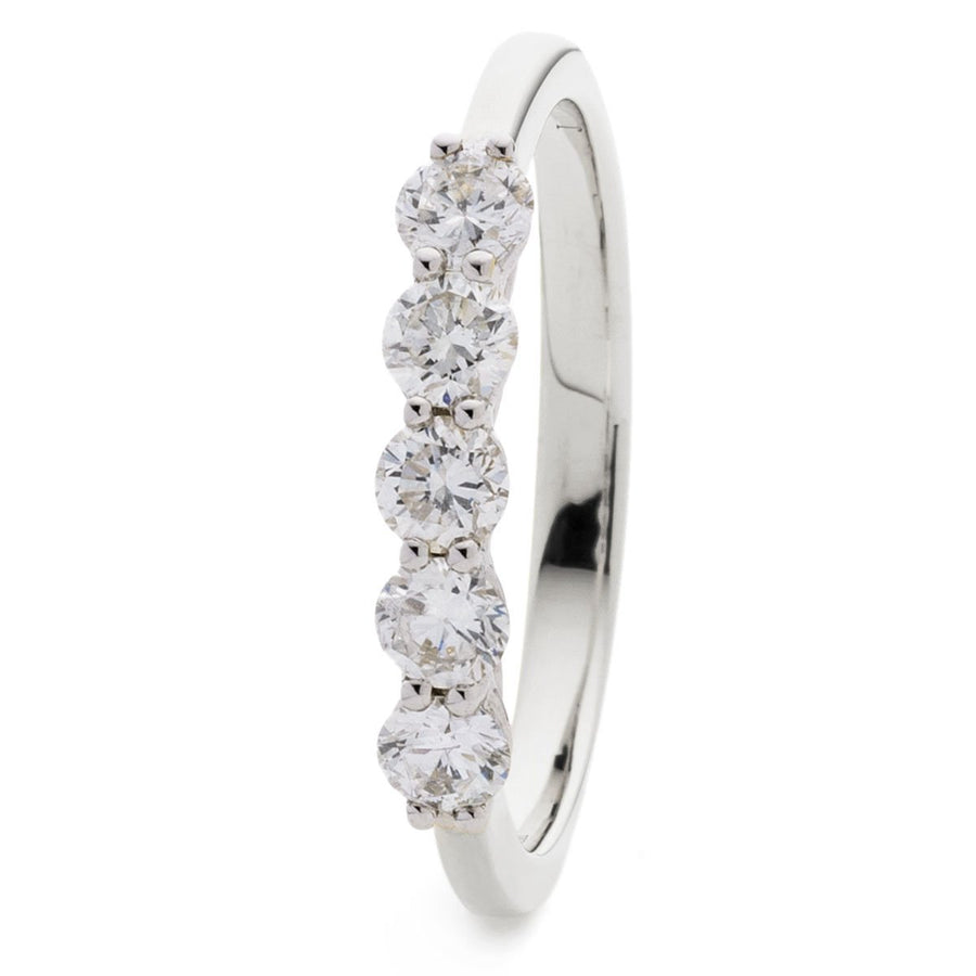 5 Stone Diamond Eternity Ring 1.00ct F-VS Quality in 18k White Gold - David Ashley