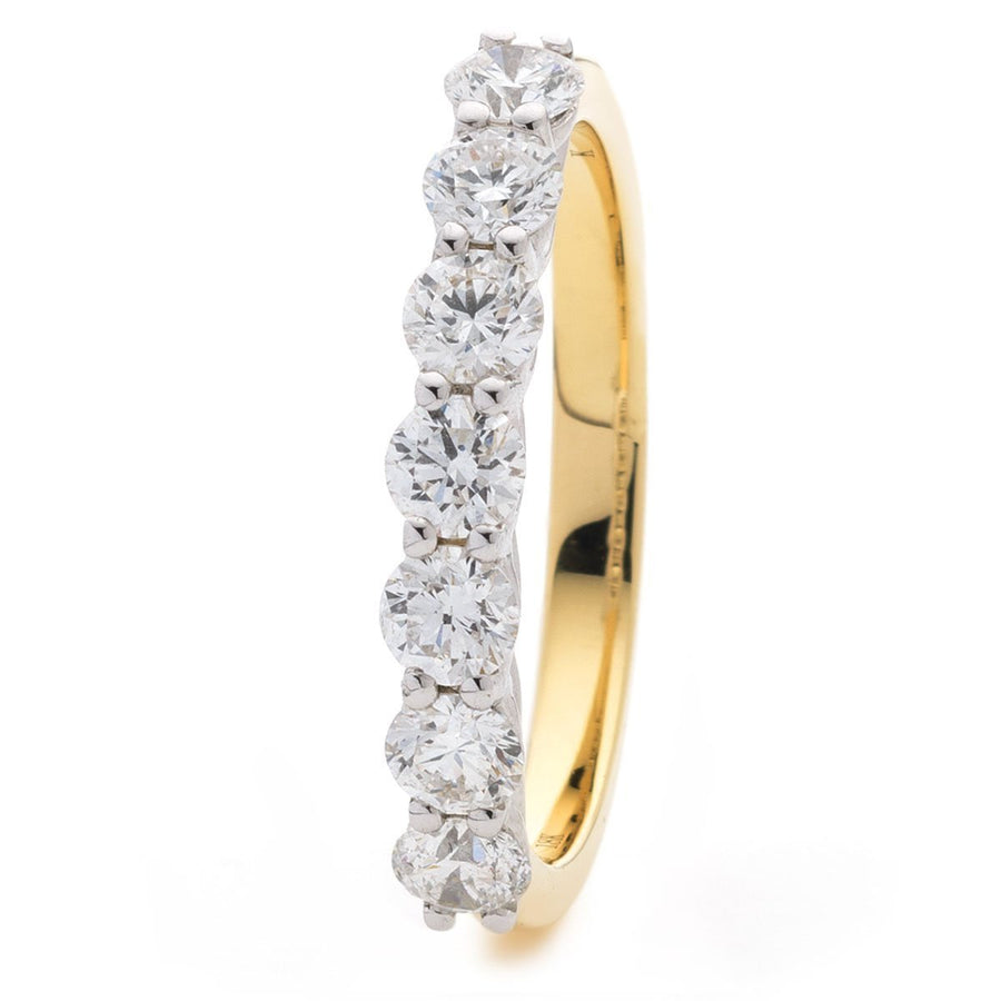 7 Stone Diamond Eternity Ring 0.50ct F-VS Quality in 18k Yellow Gold - David Ashley