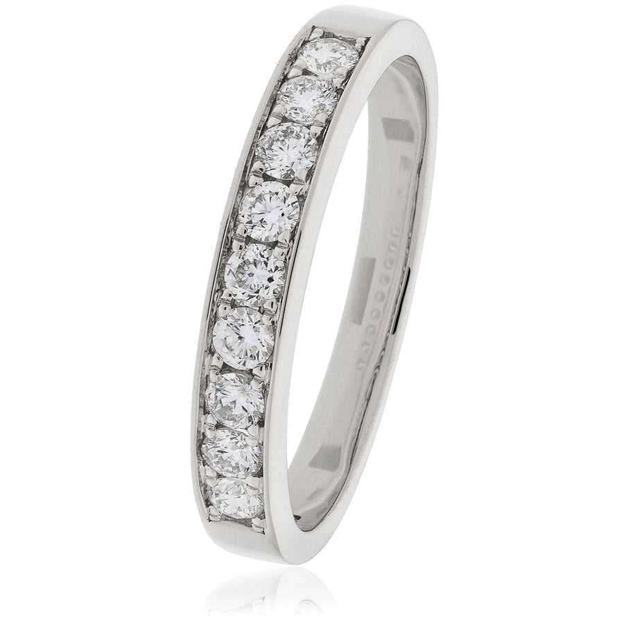9 Stone Diamond Eternity Ring 0.50ct F-VS Quality in 18k White Gold - David Ashley