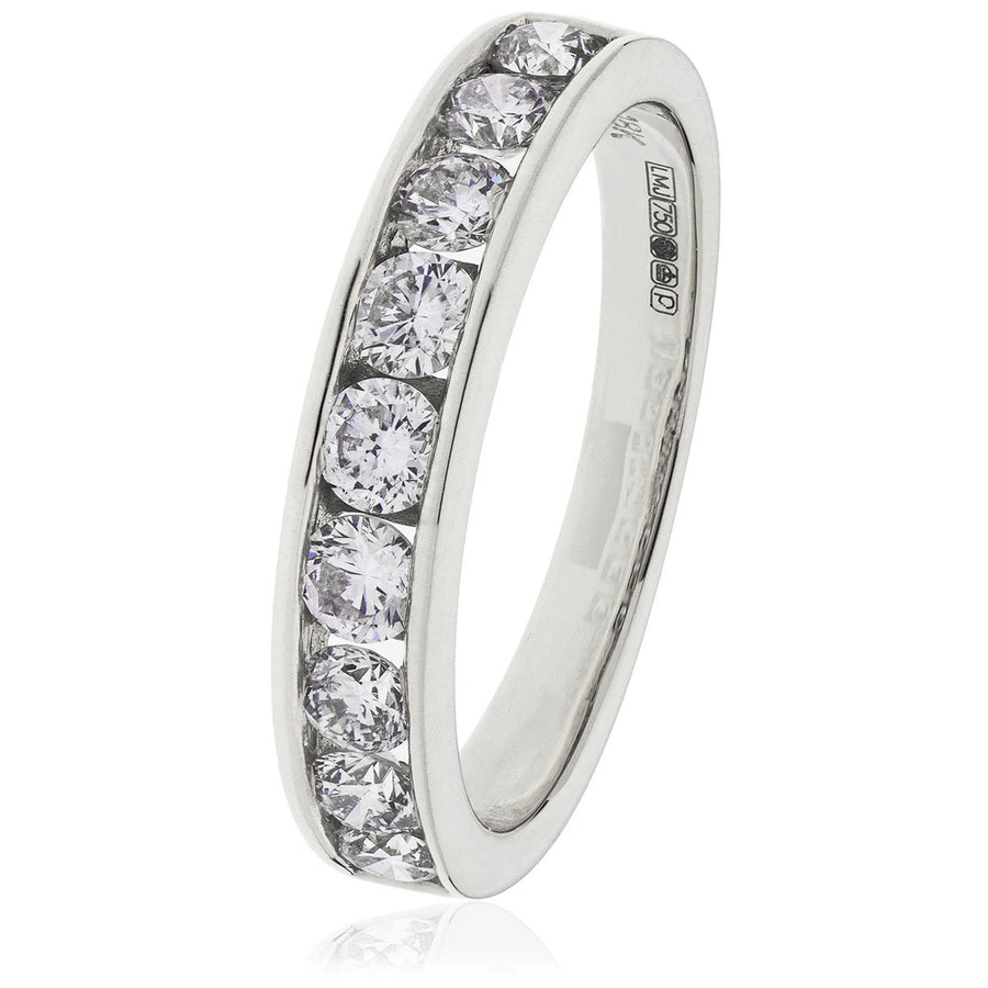 9 Stone Diamond Eternity Ring 0.80ct F-VS Quality in 18k White Gold - David Ashley