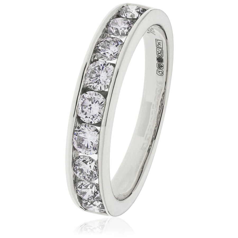9 Stone Diamond Eternity Ring 0.80ct F-VS Quality in Platinum - David Ashley